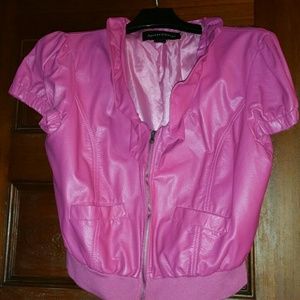 Soft Leather pink zipper vest