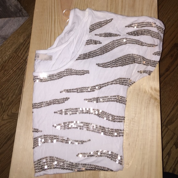 Reiss white top with silver sequins
