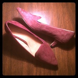 Clarks Suede Burgundy Kitten Heels