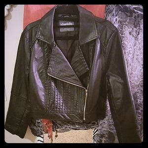 Charlotte Russe cropped moto zippered jacket