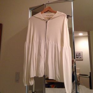 Sweater-zip up tunic length. Winter White