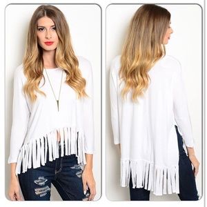 White Fringe Top