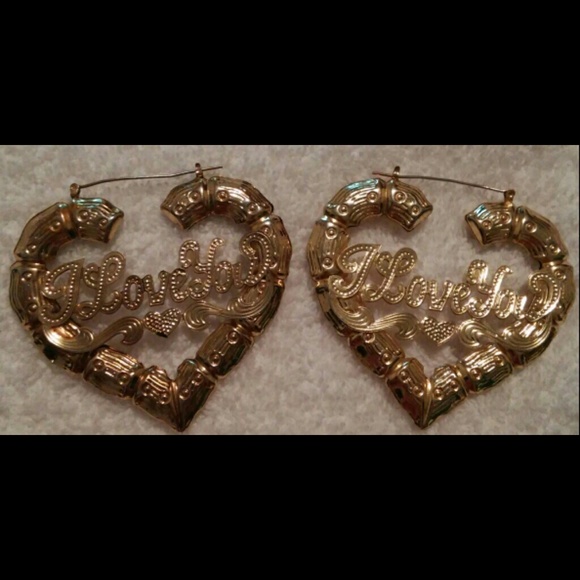 Gold Plated Heart I Love You Earrings