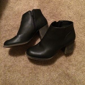 Black leather booties