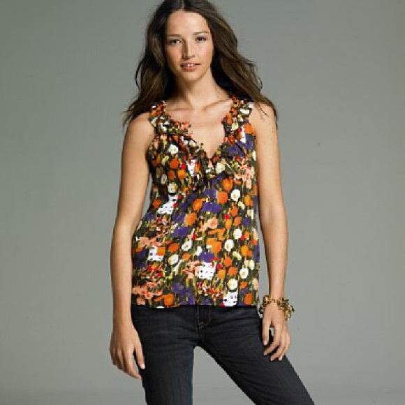JCrew Painted Silk Shell