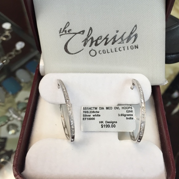 The Cherish Collection Diamond Hoops - Picture 2 of 3