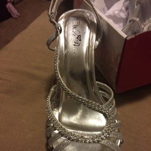 Classy silver open toe heels