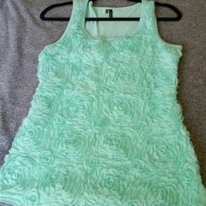 Mint tank with rose detail