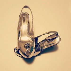 Silver Slingback Pumps