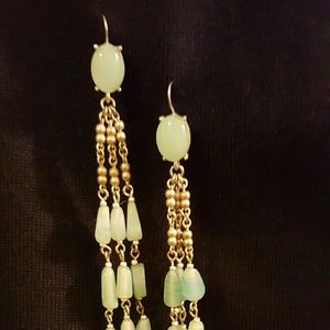 Beautiful silver and light jade chandelier earring