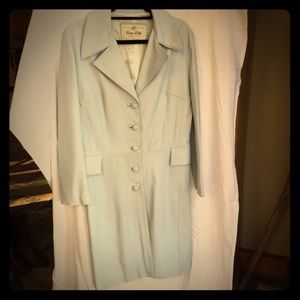 Baby blue leather coat