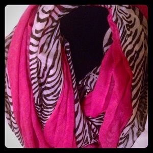 Hot pink/zebra print infinity scarf😎