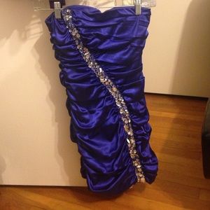 Strapless Blue Homecoming Dress