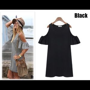 Black bare-shoulder dress