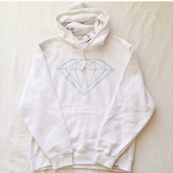 Diamond Supply Co white hoodie w mint diamond