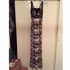 Sexy SKY maxi dress with leather and studs