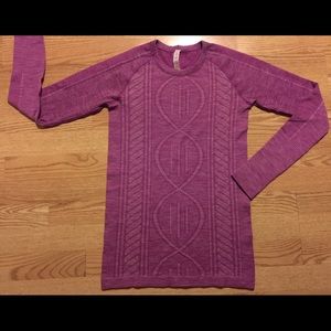 Lululemon Size 6 LS Top Fuchsia Braid