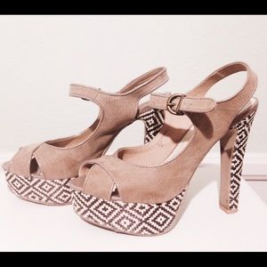Nude Aztec Platform Heels