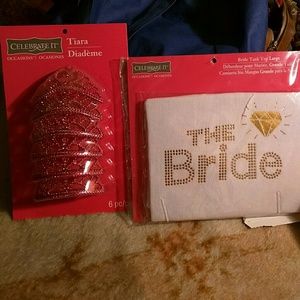 Brand new Gold Bridal Tank Top and 6 Tiaras