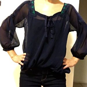 Bcbg Generation Sheer Boho Peasant Blouse
