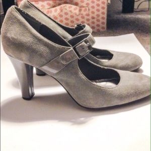 Gray Suede Mary Jane Heels