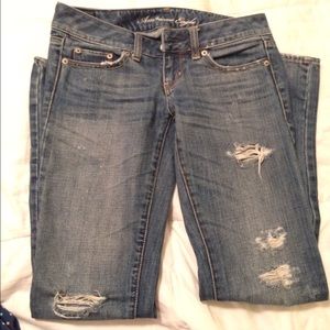 AE Destroyed Straight Leg Jeans