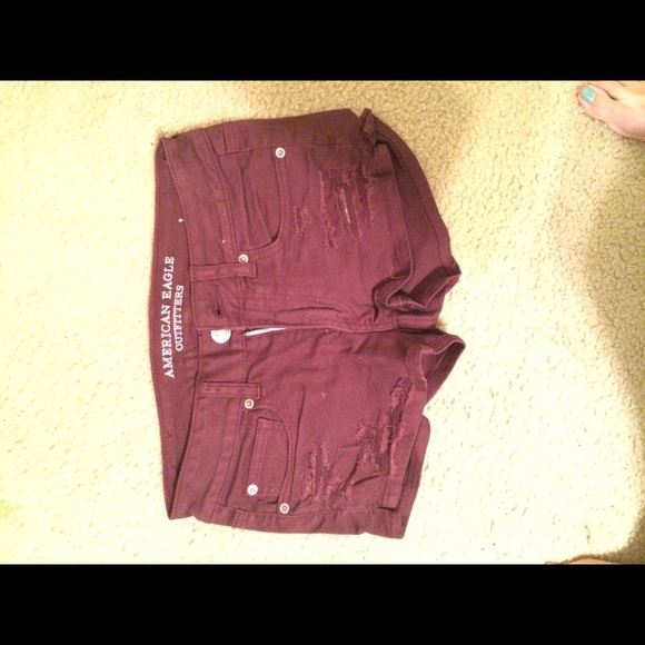 American Eagle Burgundy Shorts; 4