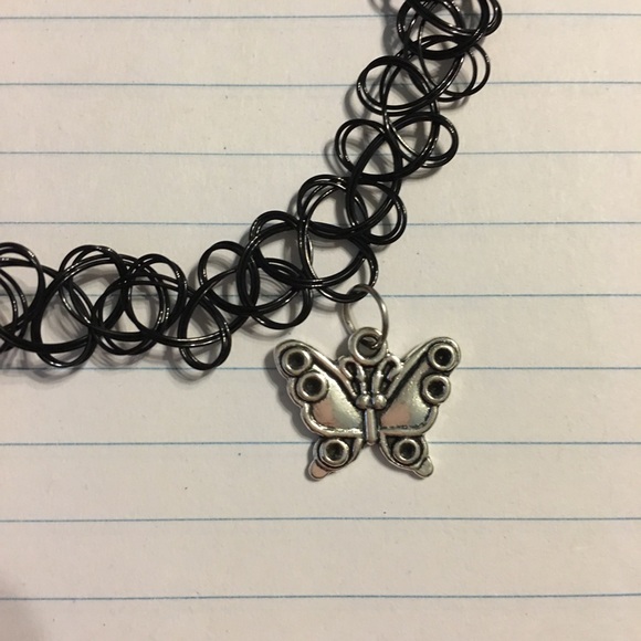 ❣SALE❣Butterfly Charm Tattoo Black Choker - Picture 2 of 2