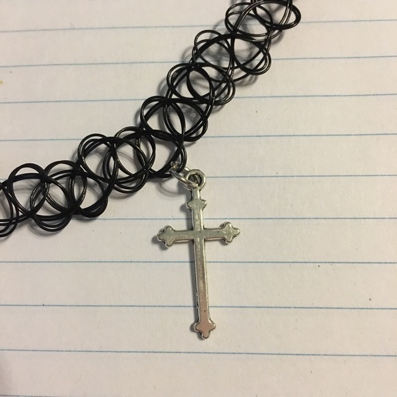 ❣SALE❣Cross Charm Tattoo Black Choker