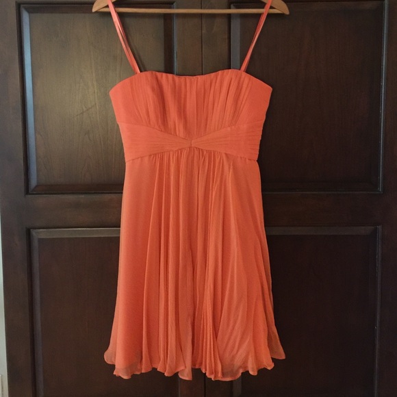 Orange Strapless BCBGMaxazaria Chiffon Dress