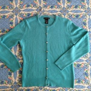 Teal cardigan jewel button