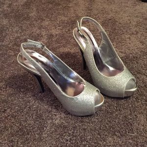 Silver sparkly heels