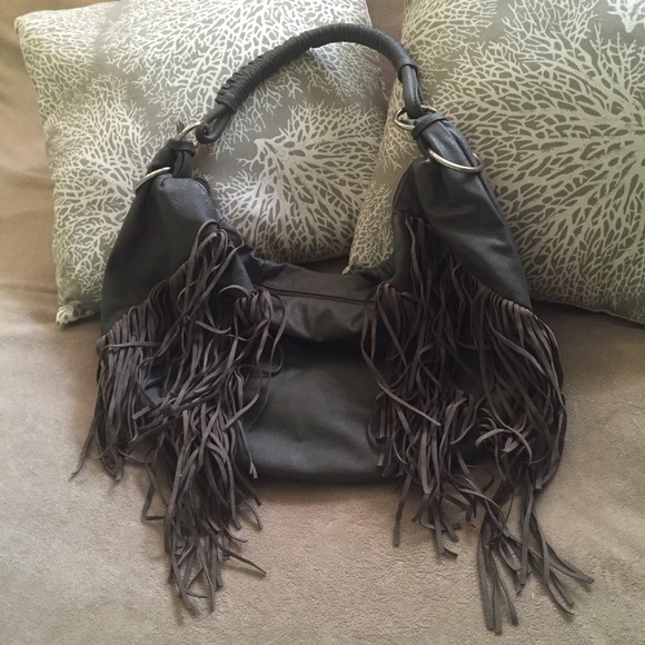 Grey Fringe Bag