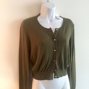 Banana Republic Cropped Green Cardigan