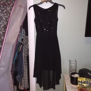 Black sequined high-low homecoming dress