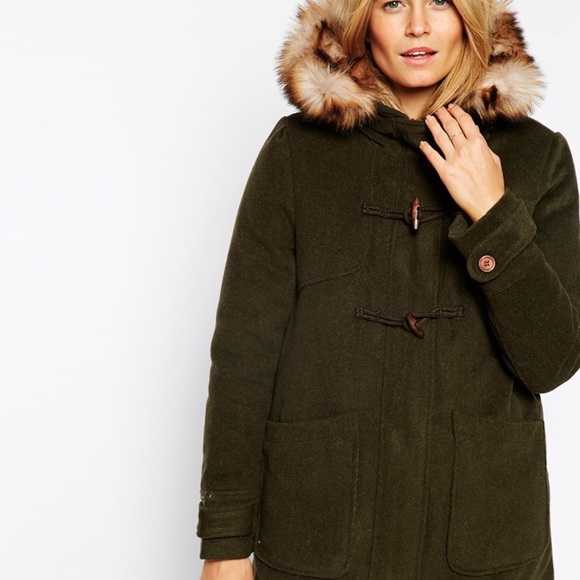 ASOS parka with fur hood. Dark green