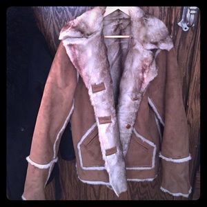 Gorgeous faux suede and fur coat, reversible!