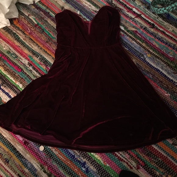 Wine colored velvet mini dress