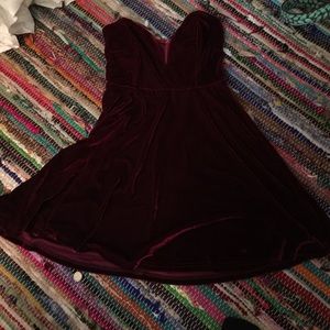 Wine colored velvet mini dress