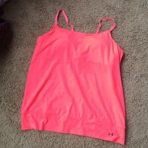 Open back workout bra top in coral