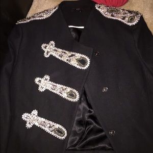 Balmain inspired wool crystal crop jkt