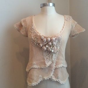 Anthropologie Leifsdottir crochet knit top