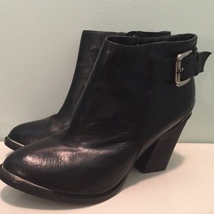 Black leather booties