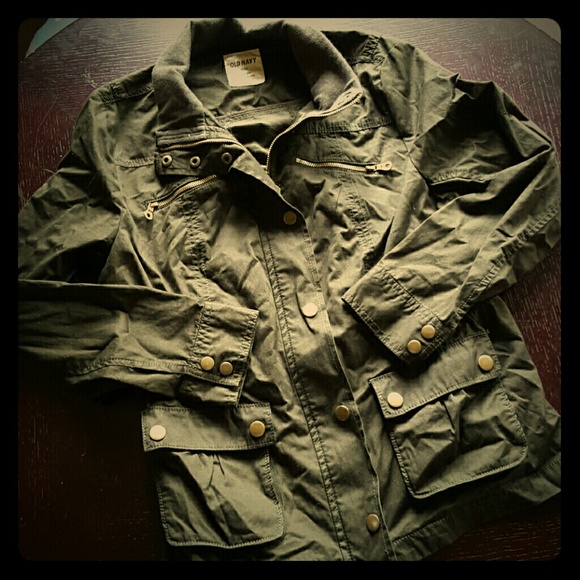 Large army green military jacket