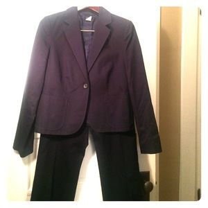 Sharp fitted JCrew wide leg navy cotton suit