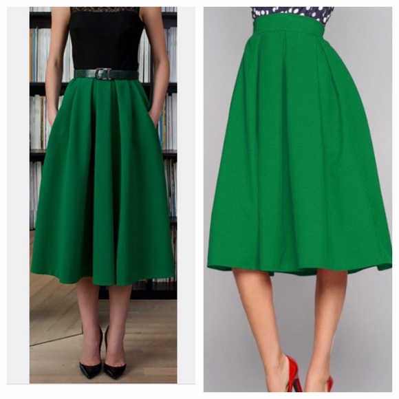 Green midi skirt