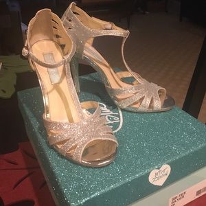 Silver T-Strap heels from "Blue by Betsey Johnson"