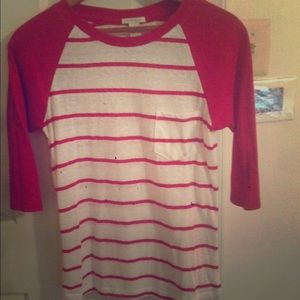 3/4 sleeve striped tee
