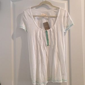 Anthropologie pretty white cotton blouse size M