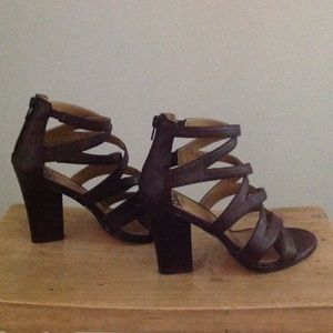 Brown cage/gladiator heels.